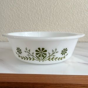 Glass Bake Baking Green & white Flower Glassware